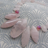 pink semi-precious stone necklace, rose quartz semi-precious bead necklace
