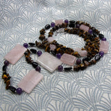 long beaded necklace, long semi-precious stone bead necklace design DD6