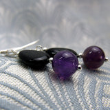 amethyst earrings, semi-precious stone bead earrings, beaded amethyst semi-precious earrins uk