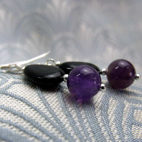 beaded semi-precious earrings, semi-precious stone bead earrings DD9