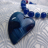 short blue necklace, short semi-precious necklace, blue semi-precious stone necklace UK