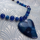 heart blue short necklace design
