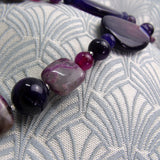 long handmade necklace chunky purple beads
