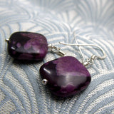 short drop purple jasper earrings