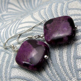 short semi-precious stone bead earrings uk, semi-precious bead earrings pink jasper