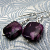 short drop purple earrings