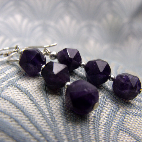 beaded semi-precious earrings, semi-precious stone bead earrings DD15