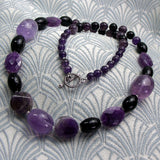 handmade amethyst and black onyx necklace