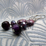 purple drop semi-precious stone handmade earrings