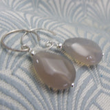 beaded grey semi-precious earrings, semi-precious stone grey bead earrings