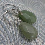 green semi-precious stone earrings, green beaded semi-precious earrings handmade uk