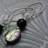paua shell long semi-precious stone earrings long semi-precious earrings handmade uk