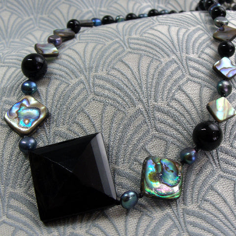semi-precious bead necklace, semi-precious stone necklace  DD20