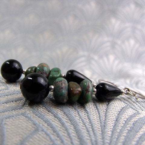 beaded semi-precious earrings, semi-precious stone bead earrings DD28