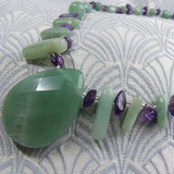 green handmade chunky necklace, green semi-precious stone necklace, chunky semi-precious bead necklace
