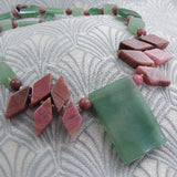 short semi-precious necklace, short green semi-precious stone necklace