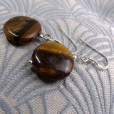 short drop tigers eye earrings semi-precious stone