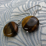 semi-precious stone bead earrings tigers eye, semi-precious bead earrings DD31