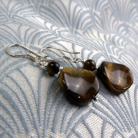 beaded semi-precious earrings, semi-precious stone bead earrings DD33