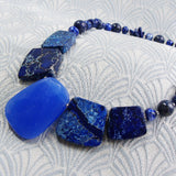 short blue necklace, chunky gemstone necklace