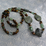 long necklace handmade tigers eye jade