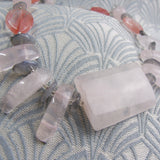 rose quartz necklace, handmade pink semi-precious bead necklace, semi-precious stone necklace