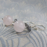 small drop rose quartz earrings, small earrings