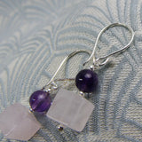 short semi-precious stone earrings, pink semi-precious bead earrings UK