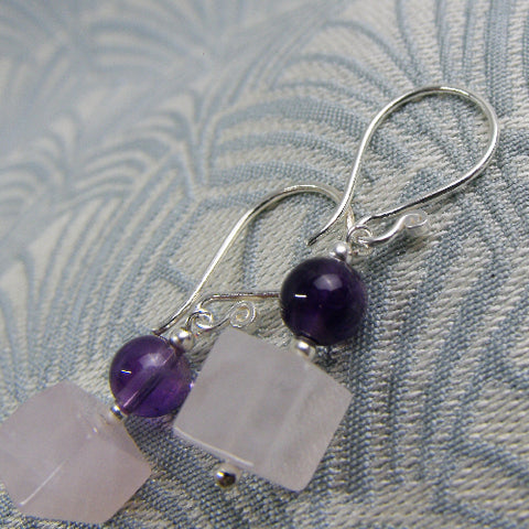 semi-precious stone earrings, short semi-precious bead earrings NM3