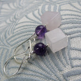 short drop rose quartz earrings
