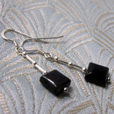 black onyx dainty semi-precious earrings