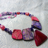 pink purple semi-precious necklace handmade uk