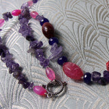 semi-precious beads pink and purple in colour