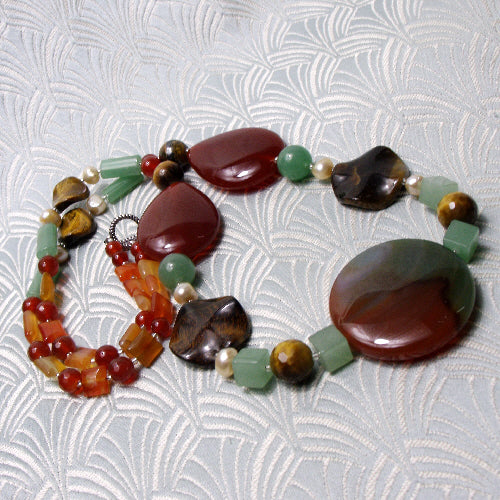 long chunky necklace, long beaded chunky gemstone necklace