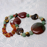 long chunky necklace, long beaded chunky gemstone necklace
