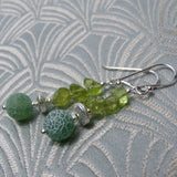 delicate green semi-precious bead earrings