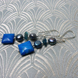 deep blue turquoise bead earrings handmade uk
