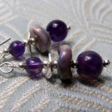 delicate amethyst semi-precious bead earrings