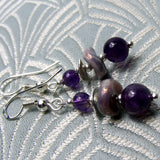 delicate beaded semi-precious amethyst earrings