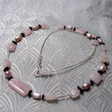dainty rose quartz semi-precious beaded necklace