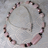 dainty rose quartz and sterling silver  necklace