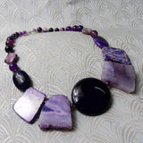 chunky handmade necklace purple chunky gemstone beads