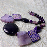 chunky purple necklace handmade semi-precious gemstones