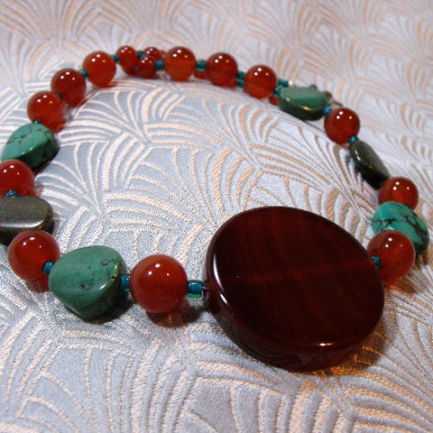 handmade chunky necklace, chunky semi-precious bead necklace NM19