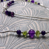 amethyst, peridot silver beads