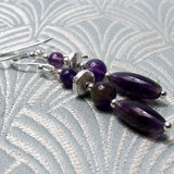 purple semi-precious bead earrings handmade amethyst
