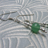dainty green aventurine sterling silver earrings