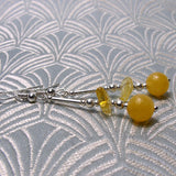 delicate lemon coloured semi-precious bead earrings UK