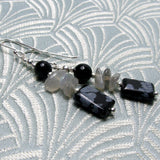 snowflake obsidian semi-precious bead earrings handmade uk