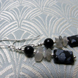 dainty snowflake obsidian earrings, Uk NM49